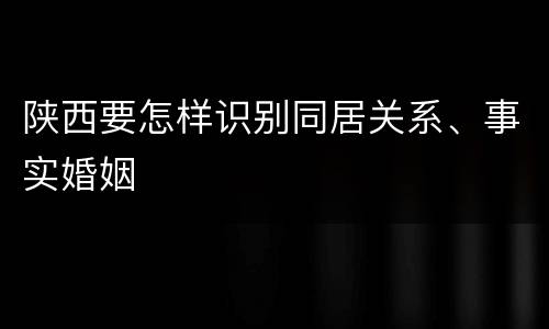 陕西要怎样识别同居关系、事实婚姻