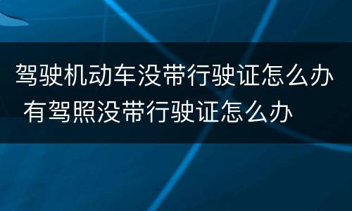 驾驶机动车没带行驶证怎么办 有驾照没带行驶证怎么办