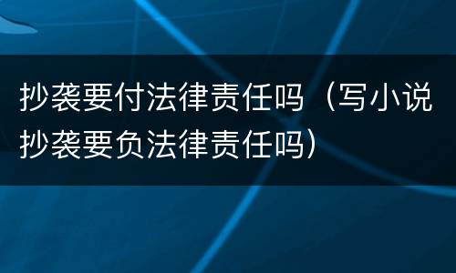 抄袭要付法律责任吗（写小说抄袭要负法律责任吗）