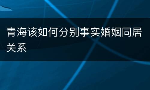 青海该如何分别事实婚姻同居关系