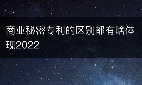 商业秘密专利的区别都有啥体现2022