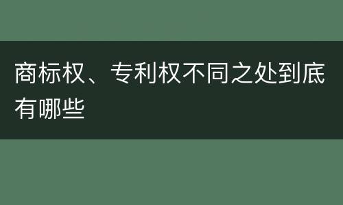 商标权、专利权不同之处到底有哪些