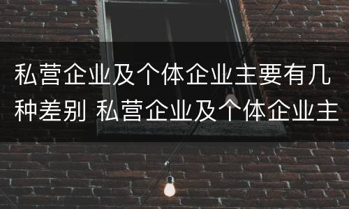 私营企业及个体企业主要有几种差别 私营企业及个体企业主要有几种差别是什么