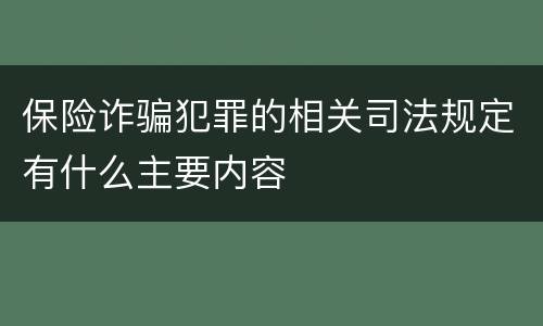 保险诈骗犯罪的相关司法规定有什么主要内容