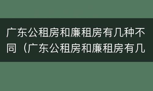广东公租房和廉租房有几种不同（广东公租房和廉租房有几种不同类型）