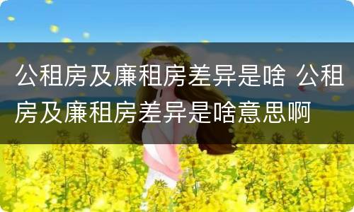 公租房及廉租房差异是啥 公租房及廉租房差异是啥意思啊