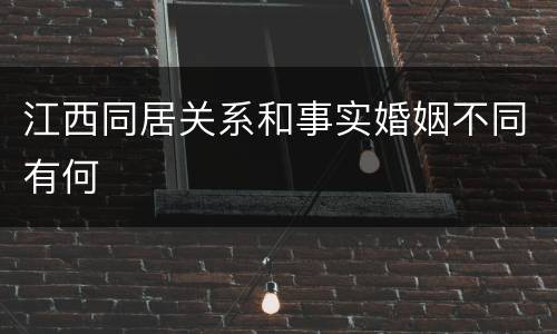 江西同居关系和事实婚姻不同有何
