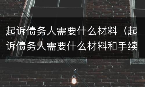 起诉债务人需要什么材料（起诉债务人需要什么材料和手续）