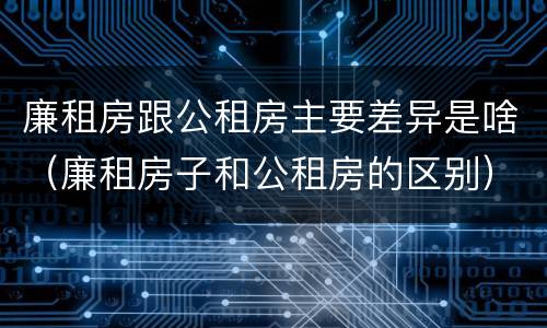 廉租房跟公租房主要差异是啥（廉租房子和公租房的区别）