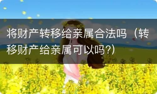 将财产转移给亲属合法吗（转移财产给亲属可以吗?）