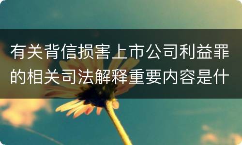 有关背信损害上市公司利益罪的相关司法解释重要内容是什么