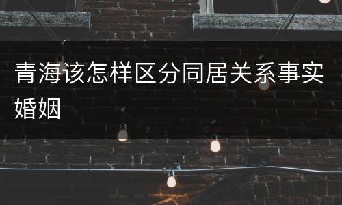 青海该怎样区分同居关系事实婚姻