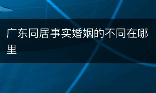 广东同居事实婚姻的不同在哪里