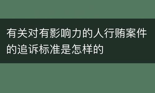 有关对有影响力的人行贿案件的追诉标准是怎样的