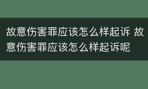 故意伤害罪应该怎么样起诉 故意伤害罪应该怎么样起诉呢