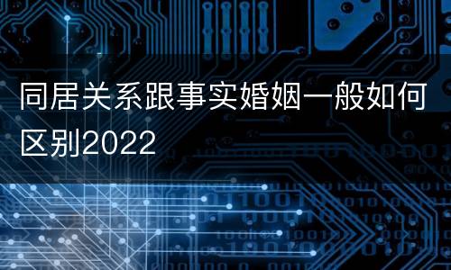 同居关系跟事实婚姻一般如何区别2022