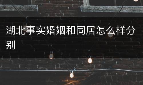 湖北事实婚姻和同居怎么样分别