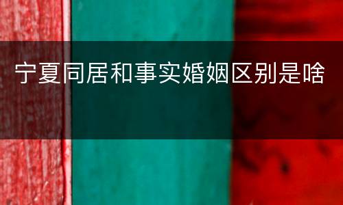 宁夏同居和事实婚姻区别是啥
