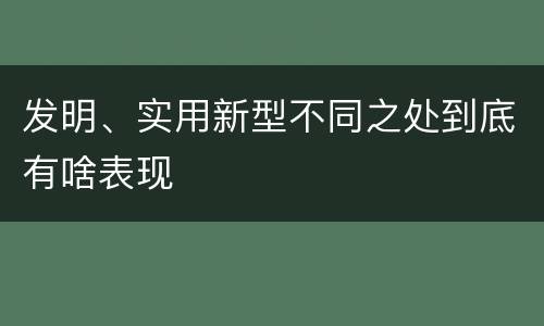 发明、实用新型不同之处到底有啥表现