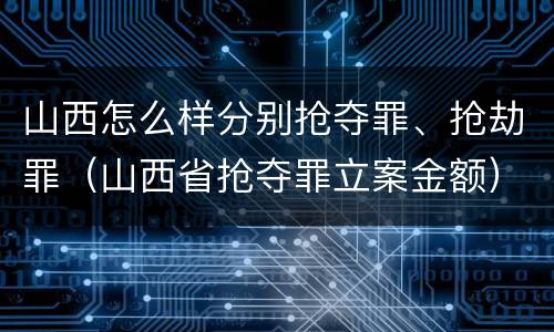 山西怎么样分别抢夺罪、抢劫罪（山西省抢夺罪立案金额）
