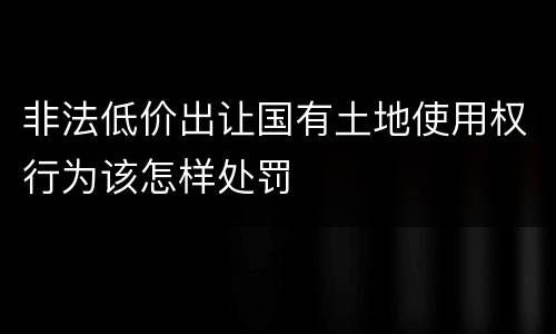 非法低价出让国有土地使用权行为该怎样处罚