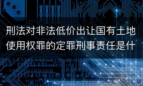 刑法对非法低价出让国有土地使用权罪的定罪刑事责任是什么样的