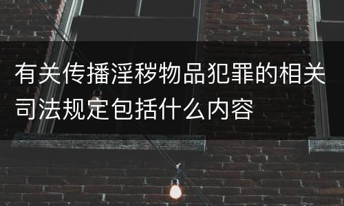 有关传播淫秽物品犯罪的相关司法规定包括什么内容