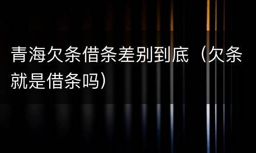 青海欠条借条差别到底（欠条就是借条吗）