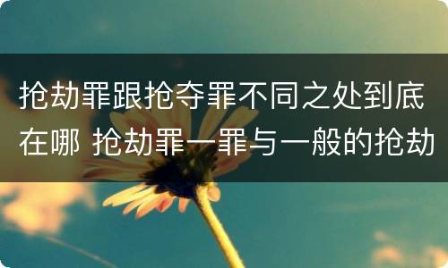 抢劫罪跟抢夺罪不同之处到底在哪 抢劫罪一罪与一般的抢劫罪区别