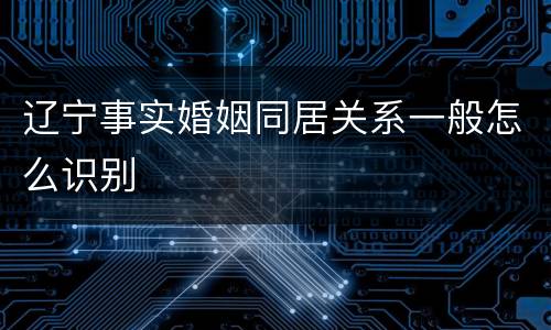 辽宁事实婚姻同居关系一般怎么识别