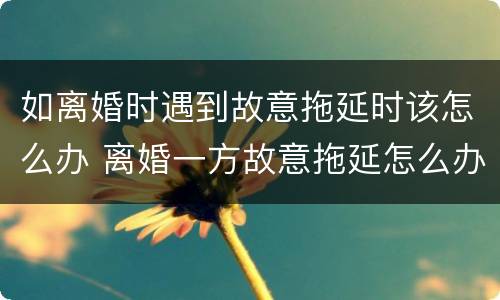 如离婚时遇到故意拖延时该怎么办 离婚一方故意拖延怎么办