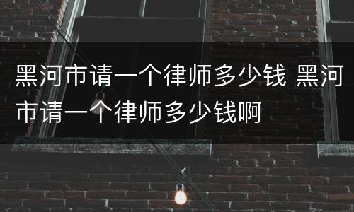 黑河市请一个律师多少钱 黑河市请一个律师多少钱啊