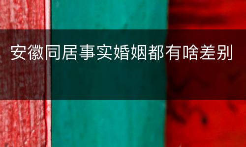 安徽同居事实婚姻都有啥差别