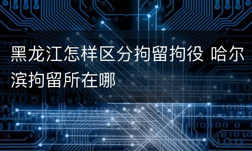 黑龙江怎样区分拘留拘役 哈尔滨拘留所在哪