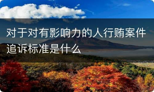 对于对有影响力的人行贿案件追诉标准是什么