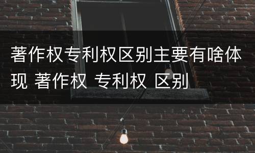 著作权专利权区别主要有啥体现 著作权 专利权 区别