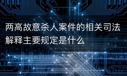 两高故意杀人案件的相关司法解释主要规定是什么
