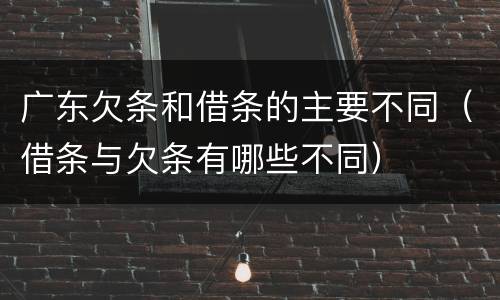 广东欠条和借条的主要不同（借条与欠条有哪些不同）