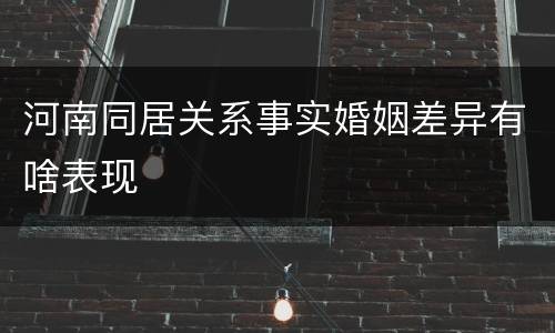 河南同居关系事实婚姻差异有啥表现