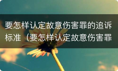要怎样认定故意伤害罪的追诉标准（要怎样认定故意伤害罪的追诉标准是）