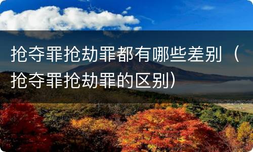 抢夺罪抢劫罪都有哪些差别（抢夺罪抢劫罪的区别）