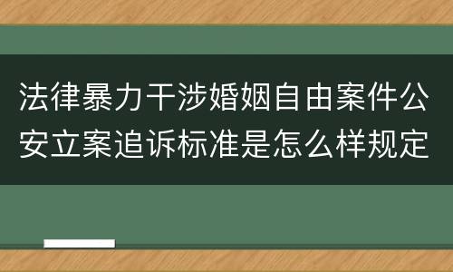 法律暴力干涉婚姻自由案件公安立案追诉标准是怎么样规定