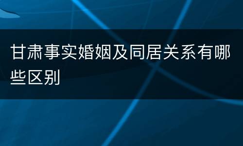 甘肃事实婚姻及同居关系有哪些区别