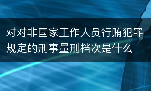 对对非国家工作人员行贿犯罪规定的刑事量刑档次是什么