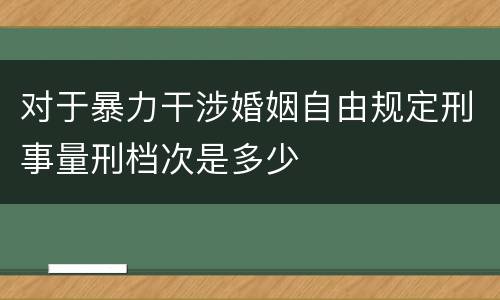 对于暴力干涉婚姻自由规定刑事量刑档次是多少