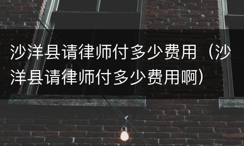沙洋县请律师付多少费用（沙洋县请律师付多少费用啊）