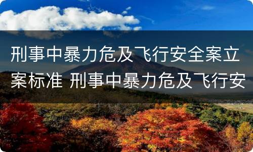 刑事中暴力危及飞行安全案立案标准 刑事中暴力危及飞行安全案立案标准最新