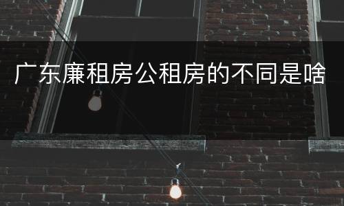 广东廉租房公租房的不同是啥