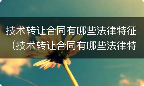 技术转让合同有哪些法律特征（技术转让合同有哪些法律特征和效力）