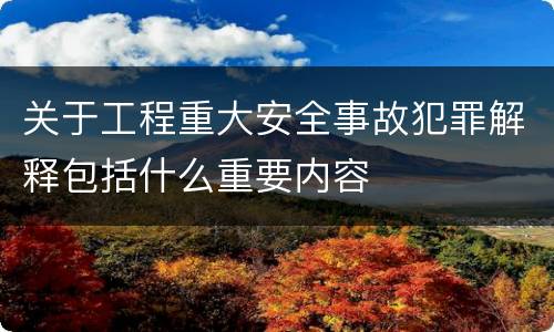 关于工程重大安全事故犯罪解释包括什么重要内容